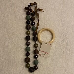 Xhilaration Earthy Tones Beaded Necklace and ivory colored bracelet